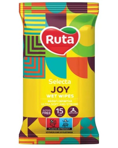 Серветки вологі «Selecta Joy» 15 шт в упаковці, ТМ Ruta