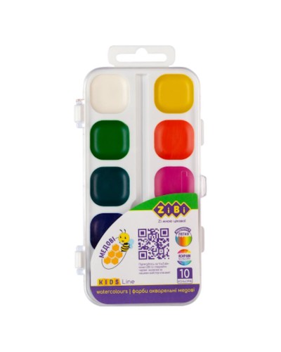 Акварельні фарби на 10 кольорів без пензлика, ТМ ZiBi