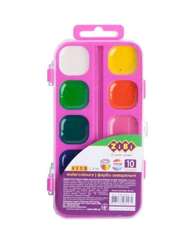 Акварельні фарби на 10 кольорів без пензлика, ТМ ZiBi