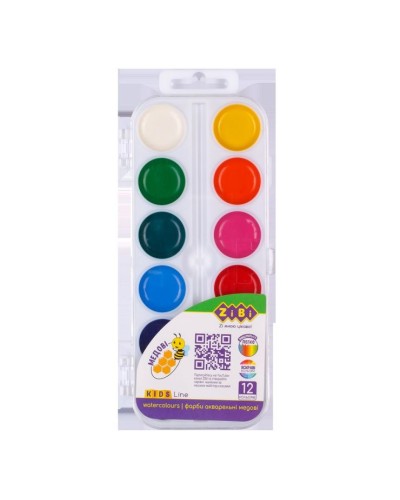 Акварельні фарби на 12 кольорів без пензлика, ТМ ZiBi