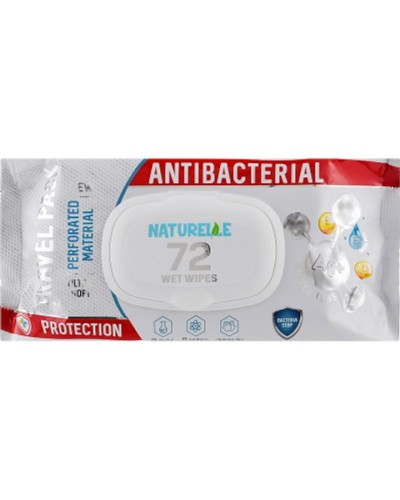 Серветки вологі «NATURELLE» антибактеріальні з D-пантенолом, іонами срібла та вітаміном Е, 72 шт в упаковці