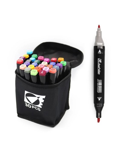 Набір скетч маркерів на 30 кольорів двосторонніх зі кругл/скошеним наконечником, у сумці, ТМ J.Otten