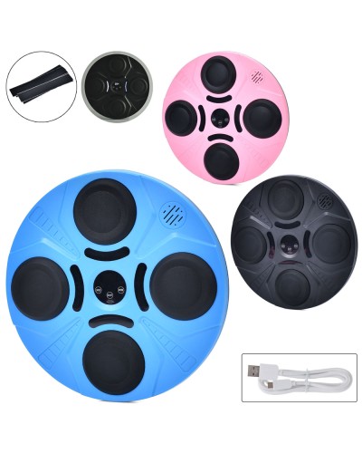 Подушка для боксу 36х36х4 см на акумуляторі 5W 5V 1A з музикою, світлом та електрронним табло на 15 швидкостей та 15 режимів, в асортименті, у коробці 38х38х5 см