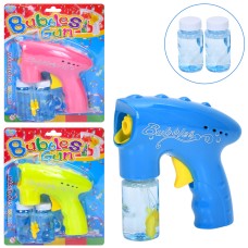 Мильні бульбашки «Пістолет» 15 см механічний з 2 запасками по 7,5 см, в асортименті, на планшетці 21х25х6 см