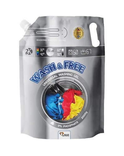 Гель для прання «Universal» дойпак 2 л, WASH&FREE