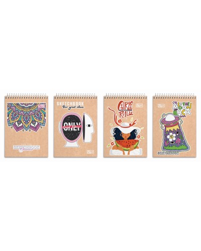 Блокнот А6 «SKILL» на 80 аркушів у клітинку на спіралі зверху, №6778, в асортименті, ТМ Brisk