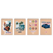 Блокнот А6 «SKILL» на 80 аркушів у клітинку на спіралі зверху, №6779, в асортименті, ТМ Brisk