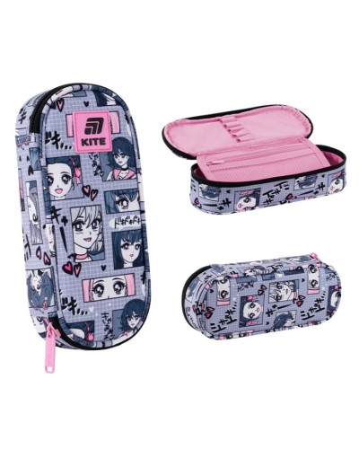 Пенал «Anime Girl» 22х8,5х4,5 см на 1 відділення, ТМ Kite