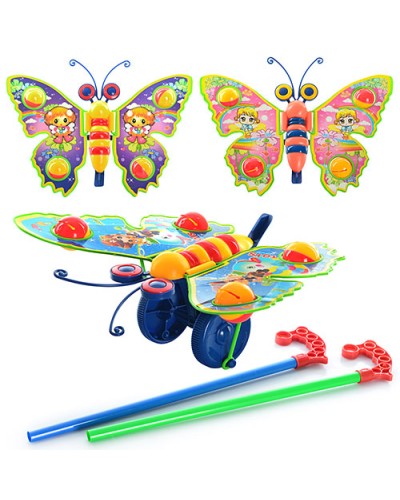 Каталка «Метелик» на палиці з брязкальцем та рухомими деталями, в асортименті, у пакеті 27х20х8 см