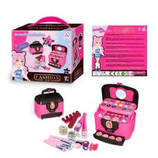 Дитяча косметика «Косметичка»: тіні, рум'яна, пензлики, набір для манікюру, каблучки, у коробці 19х18х15 см