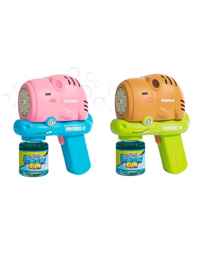 Мильні бульбашки «Крокодил»: пістолет 14,5 см, запаска 7,5 см, на батарейках, в асортименті, під слюдою 20х27х8 см.