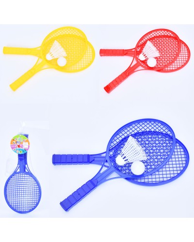 Набір для бадмінтону: 2 ракетки по 34 см, м'ячик та волан, в асортименті, у сітці 16х39х4 см