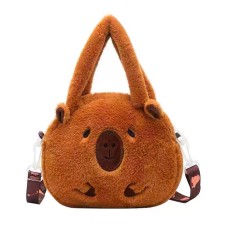 Сумочка «Капібара» 19х14х8 см плюшева, з 2 короткими та 1 довгою ручкою, 1 відділенням на застібці-блискавці, у пакеті 17х15х8 см.