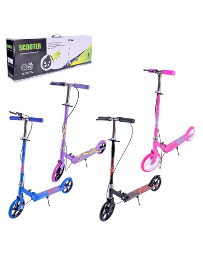 Самокат міський 2-колісний на сталевій рамі з колесами 205 мм, гальмом, в асортименті, у, коробці 77х12х27 см.