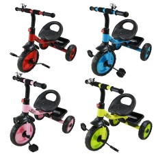Велосипед 3-колісний 70х50х60 см з колесами 10 та 8 дюймів та кошиком, два положення сидіння, в асортименті
