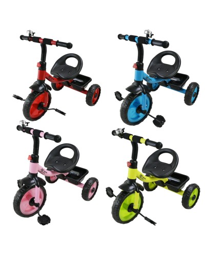 Велосипед 3-колісний 70х50х60 см з колесами 10 та 8 дюймів та кошиком, два положення сидіння, в асортименті