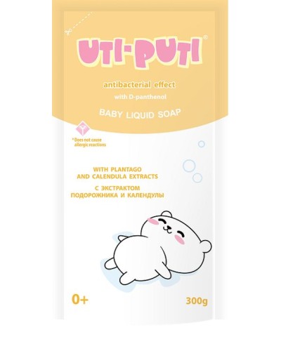 Мило рідке «З екстрактом подорожника та календули» дитяче, дойпак 300 мл,ТМ Уті-Путі