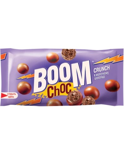 Кранч «Boom Chok» кульки з какао в молочному шоколаді 30 г, ТМ Міленіум