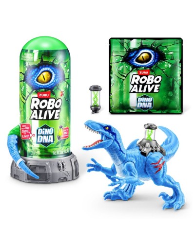 Інтерактивний ігровий набір ROBO ALIVE S1 «ДНК Велоцираптора» 10х15х9 см зі світлом, на батарейці, у колбі 10х10х21 см