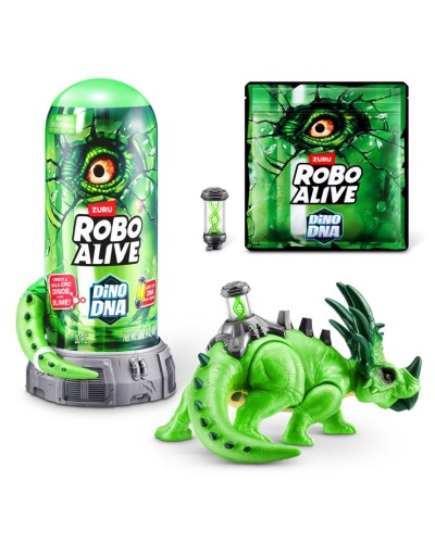 Інтерактивний ігровий набір ROBO ALIVE S1 «ДНК Стіракозавра» 11х14х9 см зі світлом, на батарейці, у колбі 10х10х21 см
