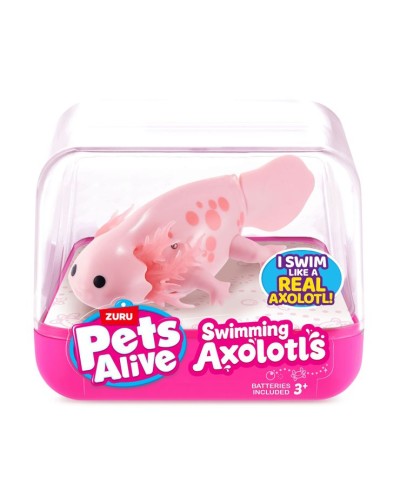 Інтерактивна іграшка PETS ALIVE «Аксолотль» 9 см плаває, рожевий, на батарейці, у коробці 9х9х7 см