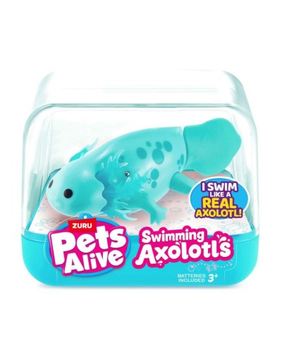 Інтерактивна іграшка PETS ALIVE «Аксолотль» 9 см плаває, бірюзовий, на батарейці, у коробці 9х9х7 см