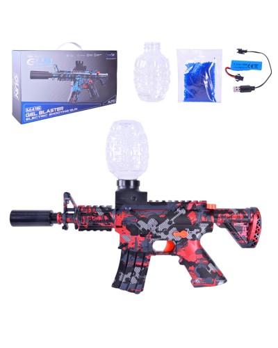 Іграшковий автомат 39 см зі світлом на акумуляторі, стріляє гелевими кульками, з аксесуарами, у коробці 40х23х7,5 см