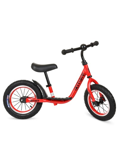 Біговел «PROFI KIDS» на металевій рамі з гумовими колесами 12 дюймів та висотою до сидіння 30-43 см, червоний