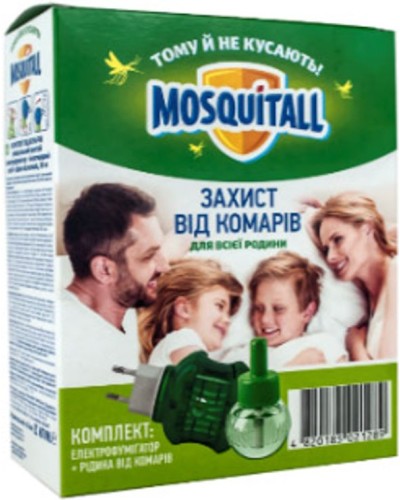 Прилад для захисту від комарів «MOSQUITALL» з 30 мл рідини на 45 ночей
