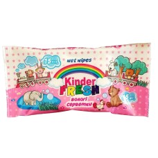 Серветки вологі 15 шт в упаковці, ТМ KINDER FRESH
