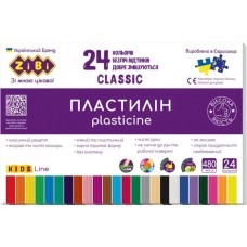 Пластилін «CLASSIC» на 24 кольори, 480г, ТМ ZiBi