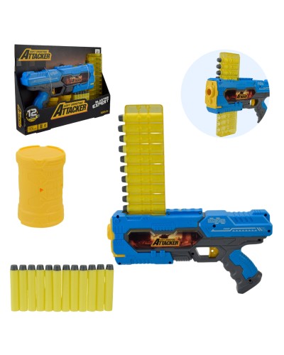 Іграшковий бластер 33 см та 12 поролонових снарядів, на планшетці 37,5х5,8х26 см