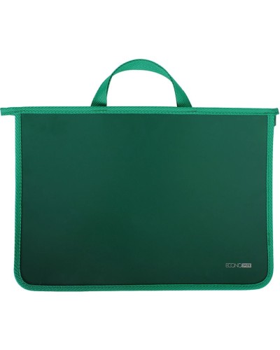 Портфель пластиковий А4 на блискавці на 2 відділення, зелений, ТМ Economix
