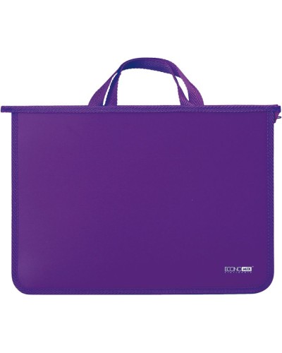 Портфель пластиковий А4 на блискавці на 2 відділення, бузковий, ТМ Economix