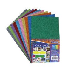 Фоаміран A4 товщиною 1,7 мм 10 аркушів з глітером, різнокольоровий, ТМ J.Otten