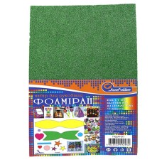 Фоаміран A4 товщиною 1,7 мм 10 аркушів з глітером, яскраво-зелений, ТМ J.Otten