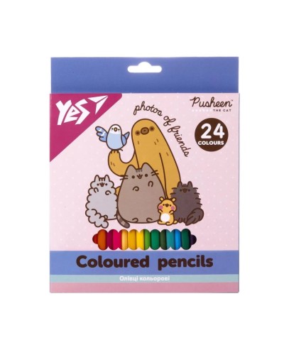 Олівці кольорові «Pusheen» на 24 кольори, ТМ Yes