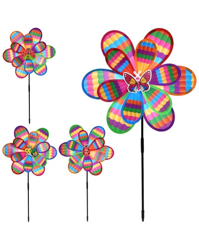 Вітрячок «Квіточка з комахою» діаметром 37 см з паличкою 52 см, в асортименті, у пакеті