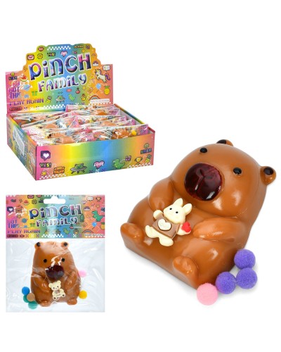 Антистрес «Капібара» 8х6 см з мішурою, в асортименті, у пакеті, 16 шт у дисплеї 28х21х8 см