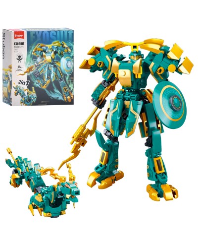 Конструктор «Робот-дракон» 2 в 1 на 244 деталі з фігуркою, у коробці 22х23,5х7 см, SLUBAN