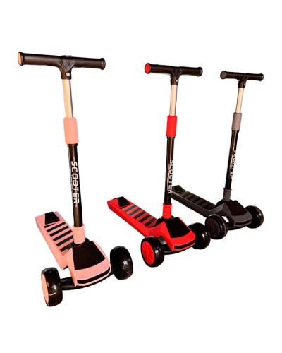 Самокат «Maxi-big» 3-колісний музичний на металевій рамі, колеса PU, 2 передні 130 мм, заднє 90 мм зі світлом, в асортименті, у коробці 65х34х19 см