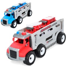Трейлер 24 см інерційний з 2 машинками по 7 см, в асортименті, у пакеті 18,5х33х8 см