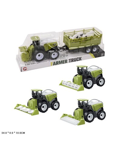 Комбайн з причепом та 2 фігурками, в асортименті, під слюдою 34х8х10 см