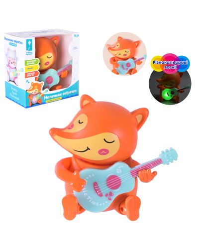 Лисичка 12 см музична зі світлом та піснями українською мовою, на батарейці, у коробці 12,3х7,5х12,5 см