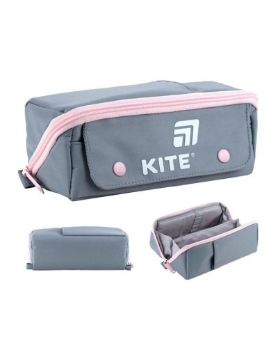 Пенал 9,5х20х11,5 см сіро-рожевий, ТМ Kite