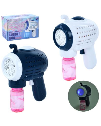 Мильні бульбашки «Пістолет-батискаф» 16 см зі світлом та запаскою 7,5 см, на батарейці, в асортименті, у коробці 20,5х13,5х9 см.