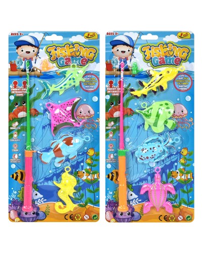 Набір для риболовлі: вудка та 4 морські мешканці, в асортименті, на планшетці 17х36х2 см