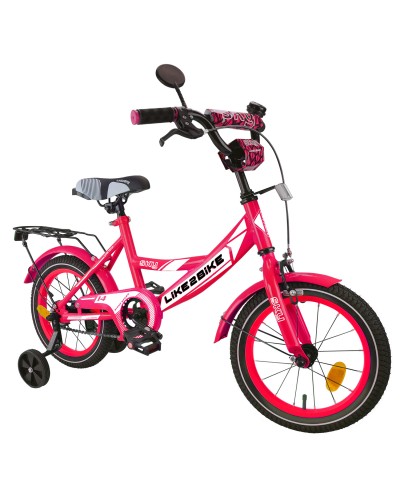 Велосипед «Like2bike Sky» на сталевій рамі з колесами 14 дюймів, з дзвіночком, ручним гальмом, рожевий