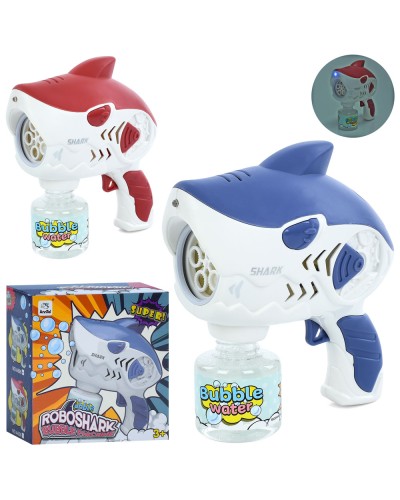 Мильні бульбашки «Акула» 16,5 см зі звуком, світлом та запаскою 7 см, на батарейці, в асортименті, у коробці 18,5х19,5х10 см