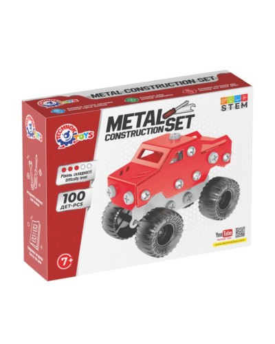 Конструктор металевий «Позашляховик» на 100 деталей, у коробці 17х13х4 см, ТМ Технок